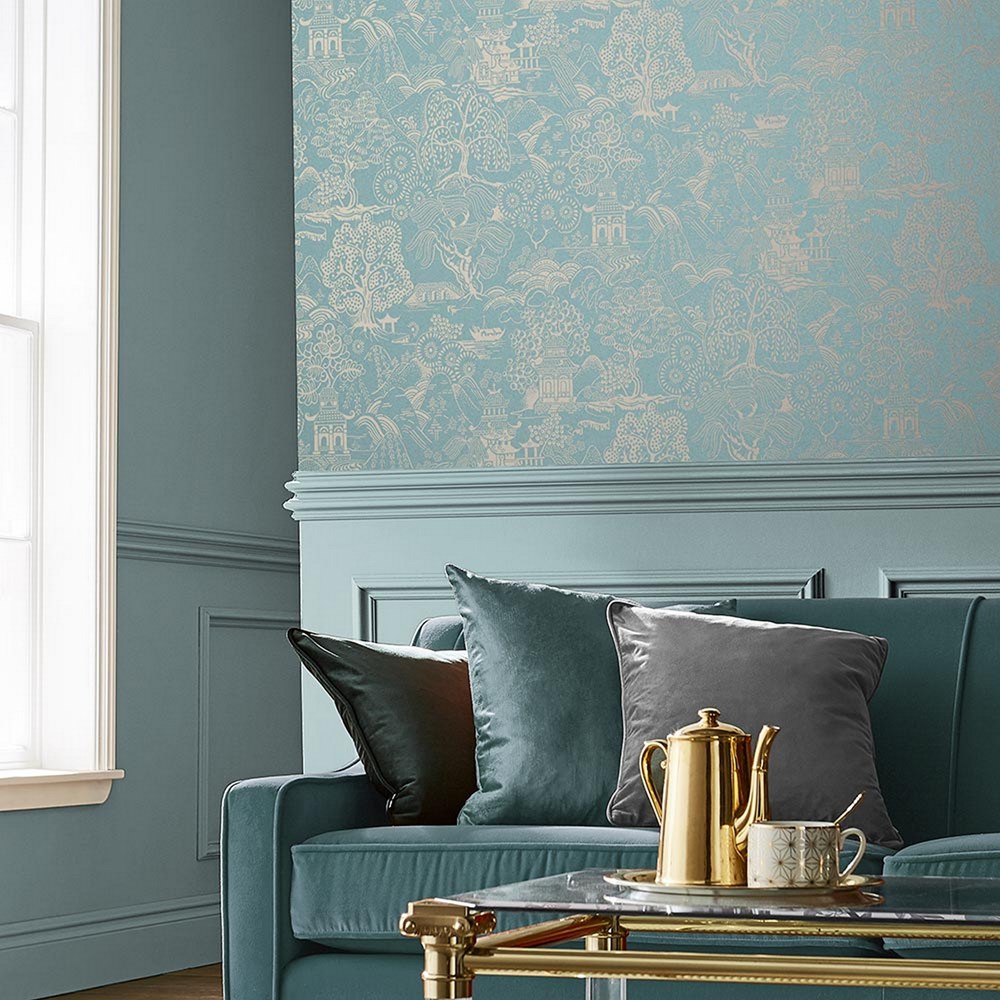 Basuto Wallpaper 105933 by Graham & Brown in Duck Egg Blue